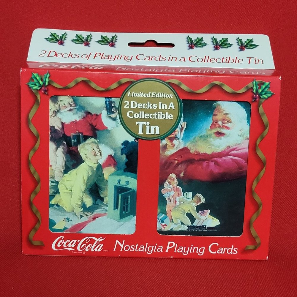VTG Coca Cola Nostalgia Playing Cards 2 Decks in a Collectible Tin
